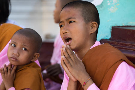 Young nuns at Shwedagon Pagoda