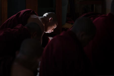 Monk in class, Aung Chan Thar monastery, Aung Ban