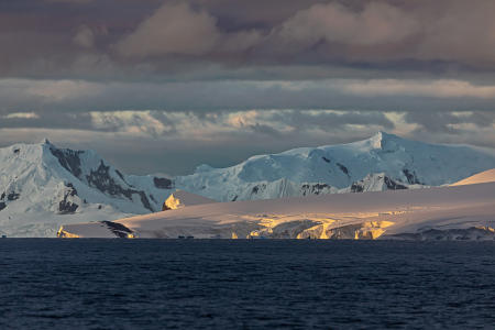 Late sunlight on the coast, Hughes Bay, near the Gerlache Strait