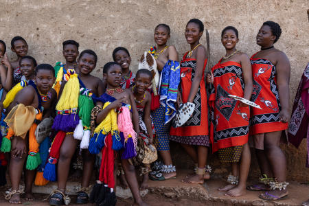 Young women training for the Reed Dance, Eswatini